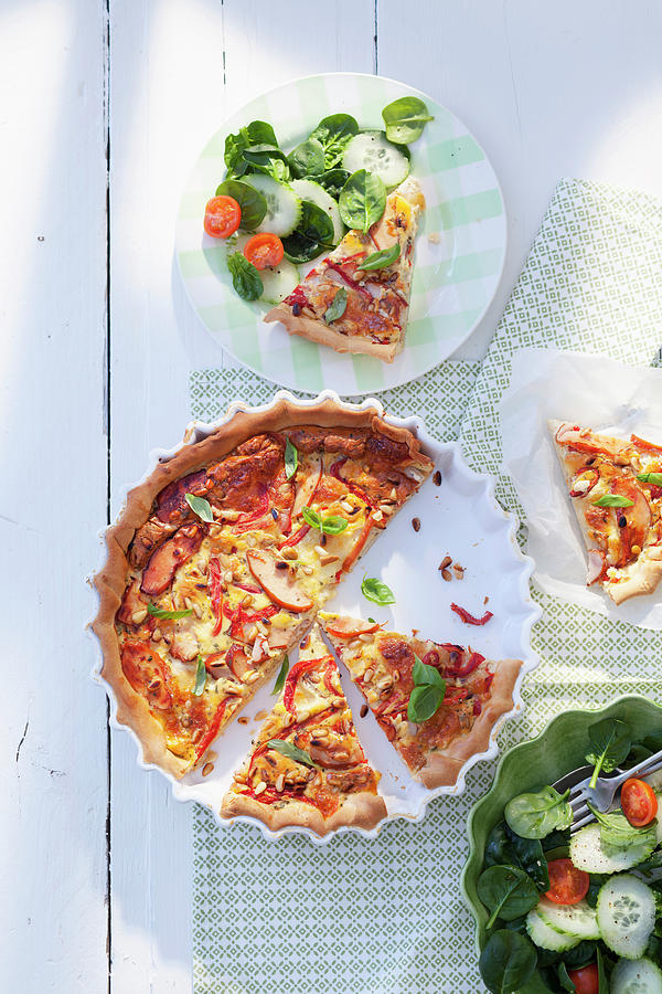 Puff Pastry Quiche With Smoked Chicken, Mozzarella And Red Peppers Photograph by Peter Kooijman