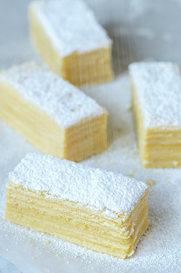 Puff Pastry Slices Sprinkled With Icing Sugar Photograph by Gorobina ...