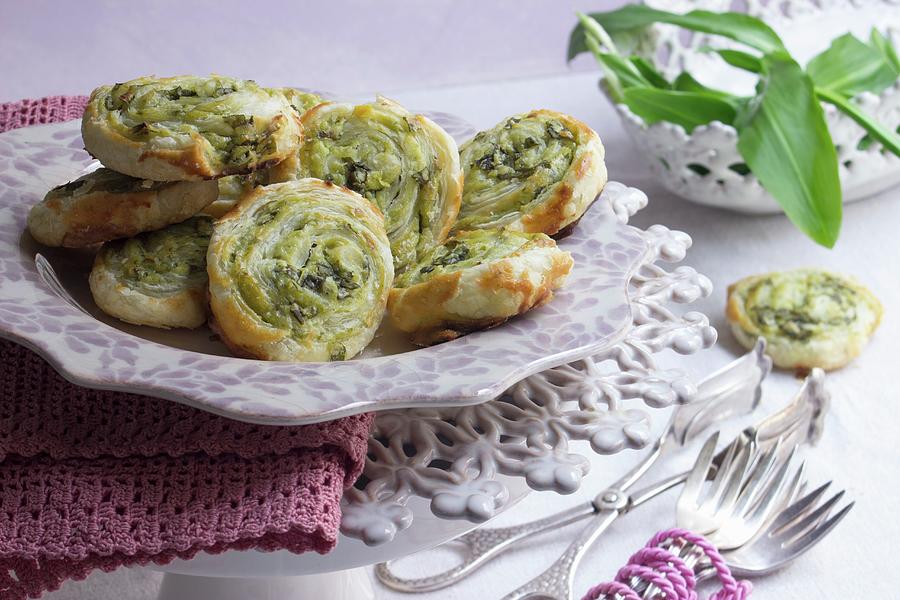 Puff Pastry Spirals With A Spinach, Wild Garlic And Basil Pesto Filling Photograph by Charlotte Von Elm