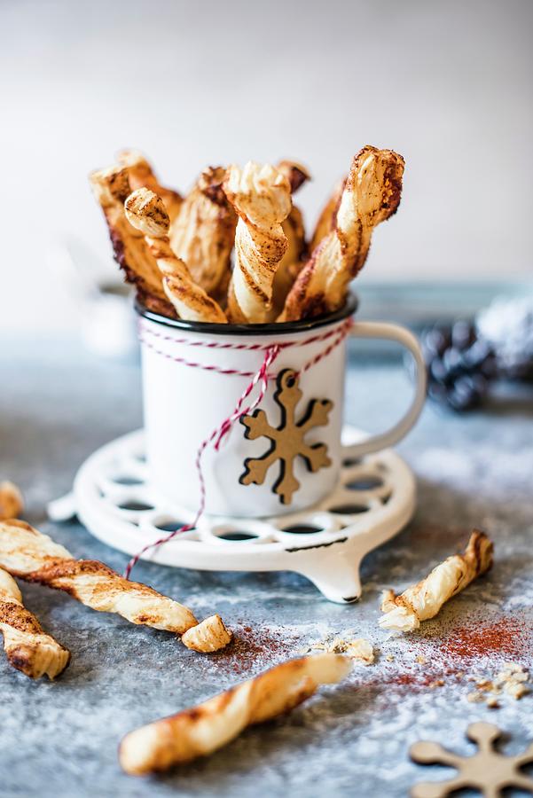 Puff Pastry Straws With Smoked Paprika And Maple Syrup For Christmas Photograph by Magdalena Hendey