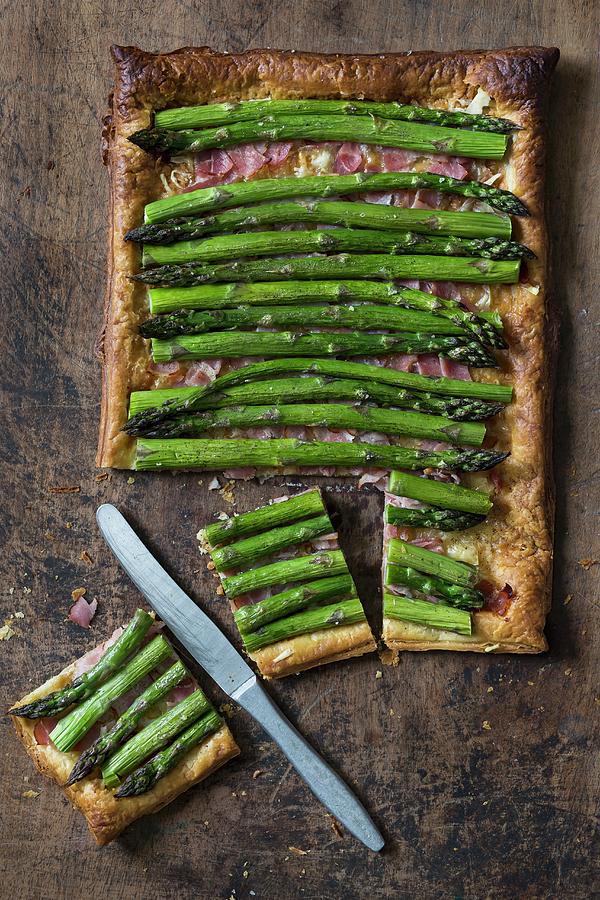 Puff Pastry Tart With Asparagus, Bacon And Cheese Photograph by Malgorzata Laniak