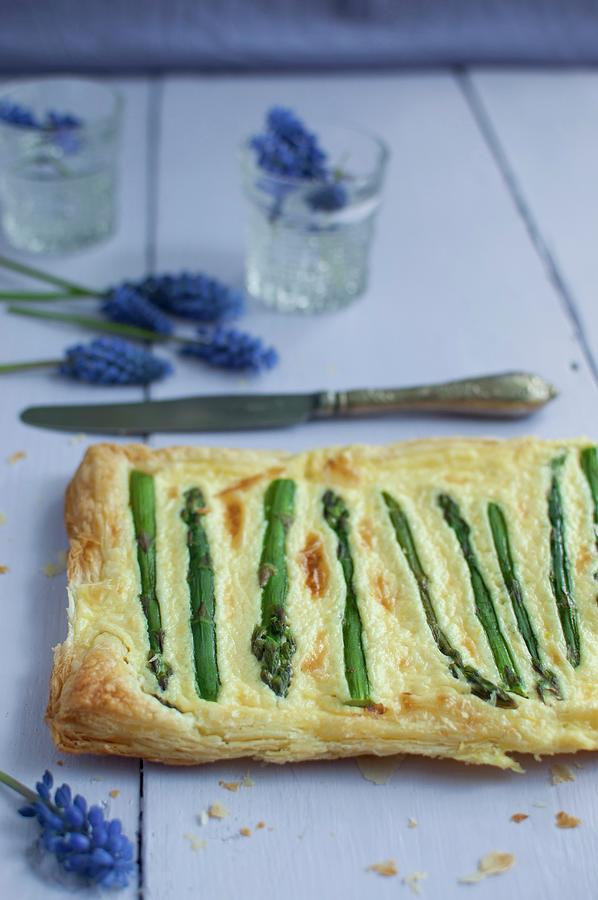 Puff Pastry Tart With Cheese Sauce And Asparagus Photograph by Kachel Katarzyna