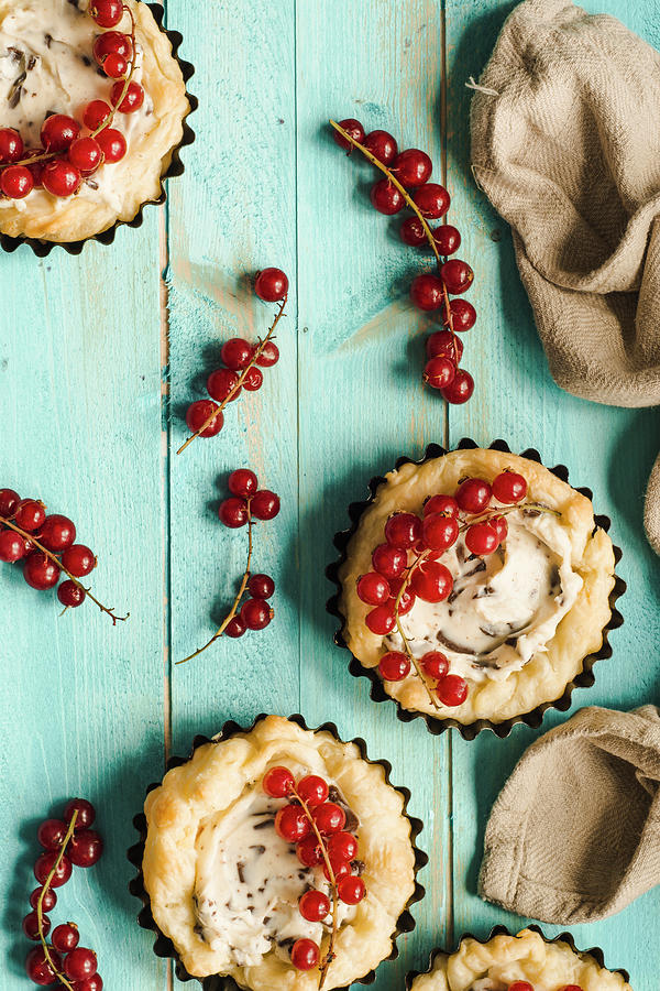 Puff Pastry Tartlets With Chocolate And Mascarpone Cream And Redcurrants Photograph by Mateusz Siuta