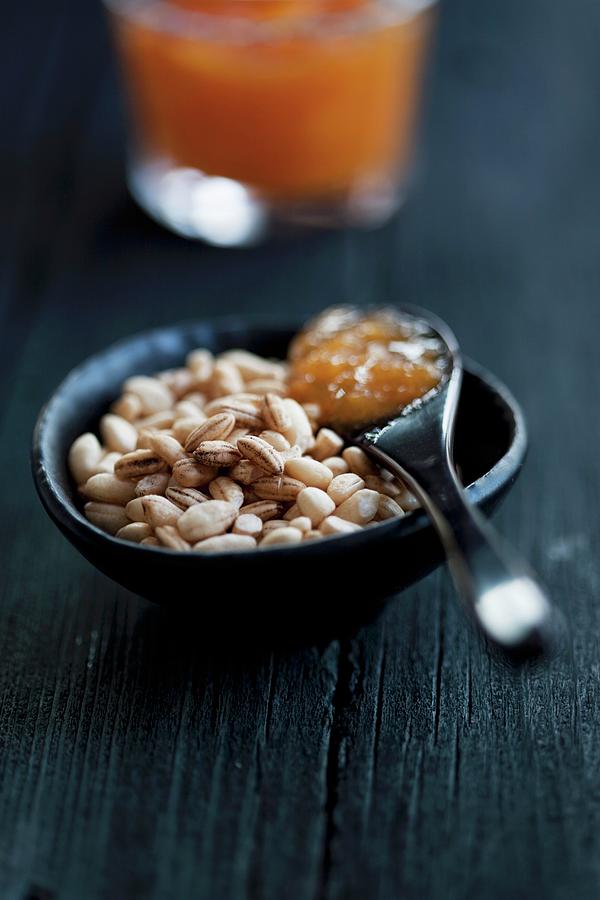 Puffed Rice With Persimmon Jam Photograph by Martina Schindler