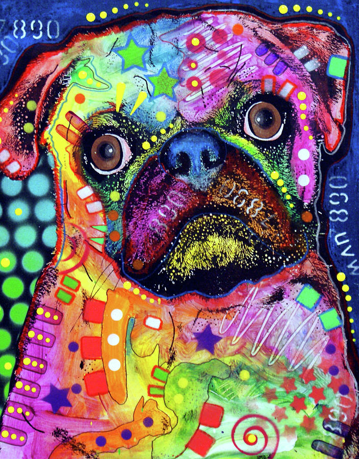 Animal Mixed Media - Pug 92309 by Dean Russo