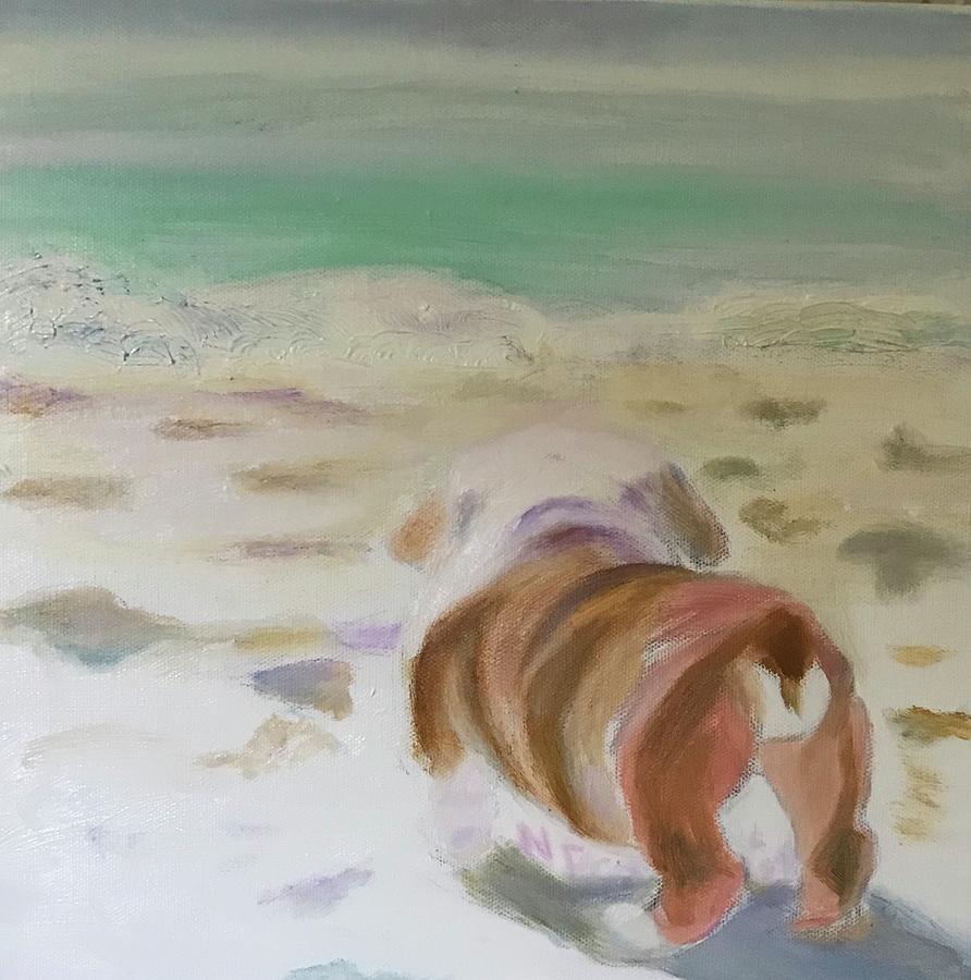 Dog Painting - Pug at The Beach by Nancy Pratt