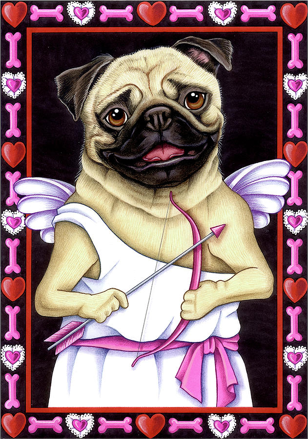 Holiday Mixed Media - Pug Cupid by Tomoyo Pitcher