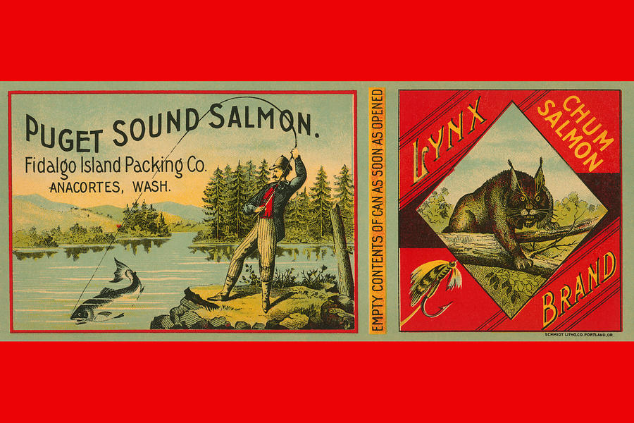 Puget Sound Salmon Can Label Painting by Schmidt Litho Co.