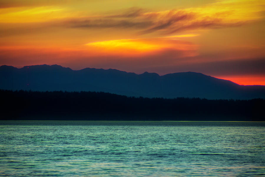 Puget Sound Sunset Colorful Photograph by Cathy Anderson