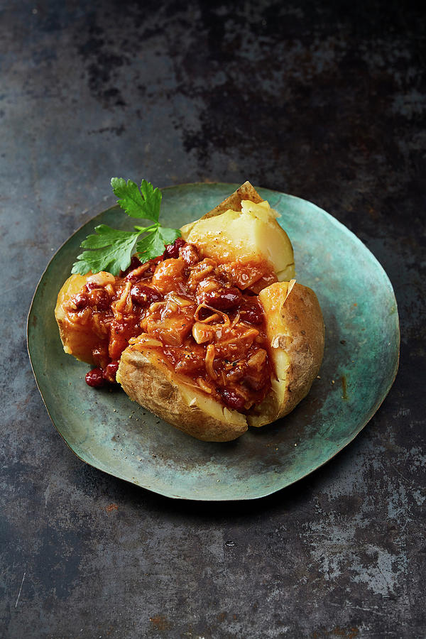 Pulled Jackfruit Chili Baked Potato Photograph by Clive Streeter