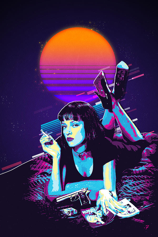 Pulp Fiction Revisited - Night Neon Mia Wallace  Digital Art by Serge Averbukh