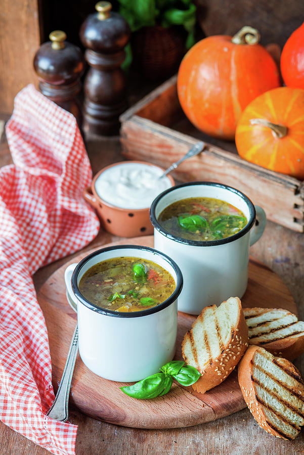 Pumpkin And Chicken Broth Soup Photograph by Irina Meliukh