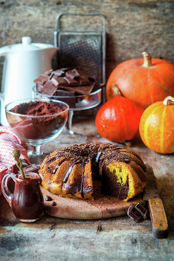 Pumpkin And Chocolate Cake, Sliced Photograph by Irina Meliukh