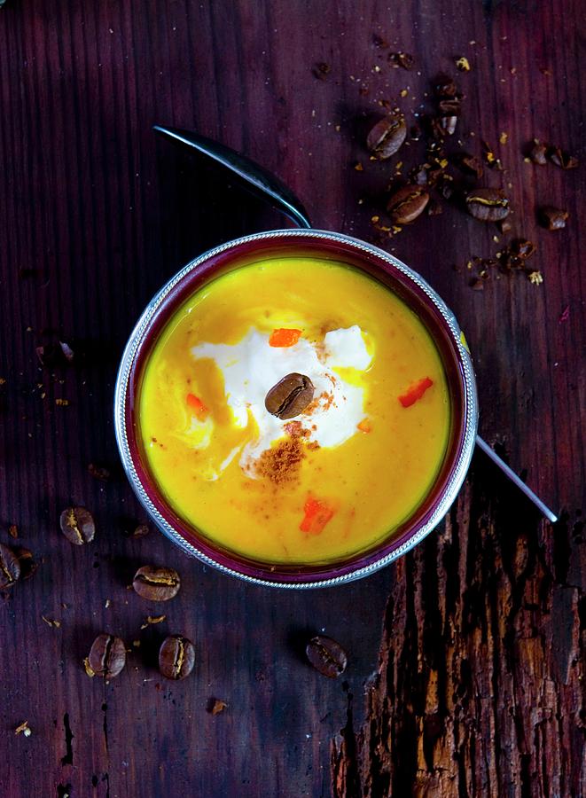 Pumpkin And Coffee Soup seen From Above Photograph by Udo Einenkel