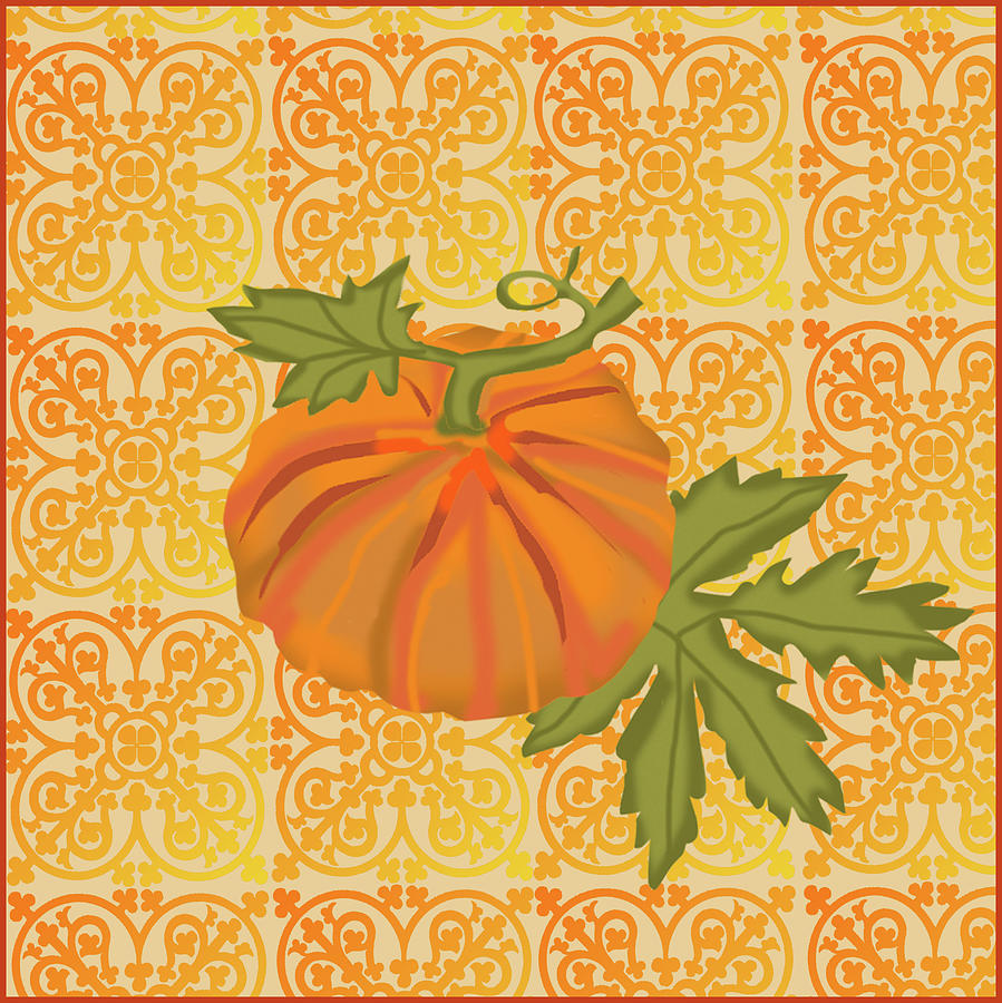 Pumpkin Mixed Media - Pumpkin And Tiles by Nicholas Biscardi