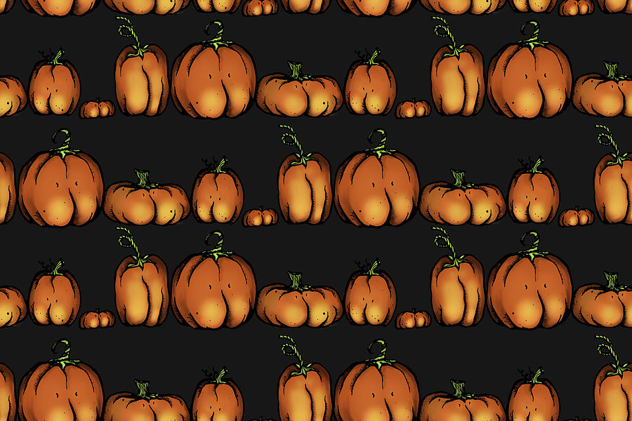 Fall Digital Art - Pumpkin Booty Pattern by Lauren Ramer