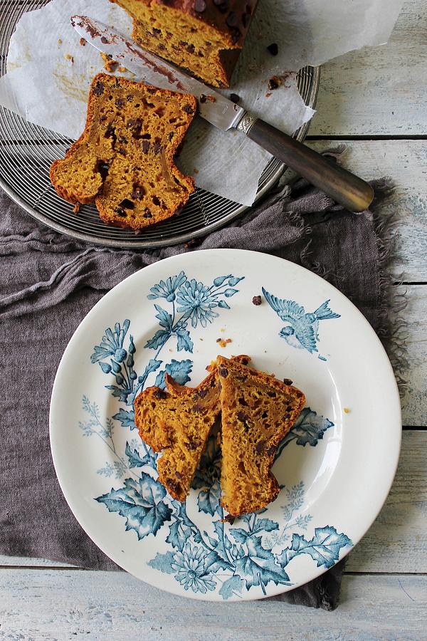Pumpkin Cake With Chocolate Chips Photograph by Patricia Miceli