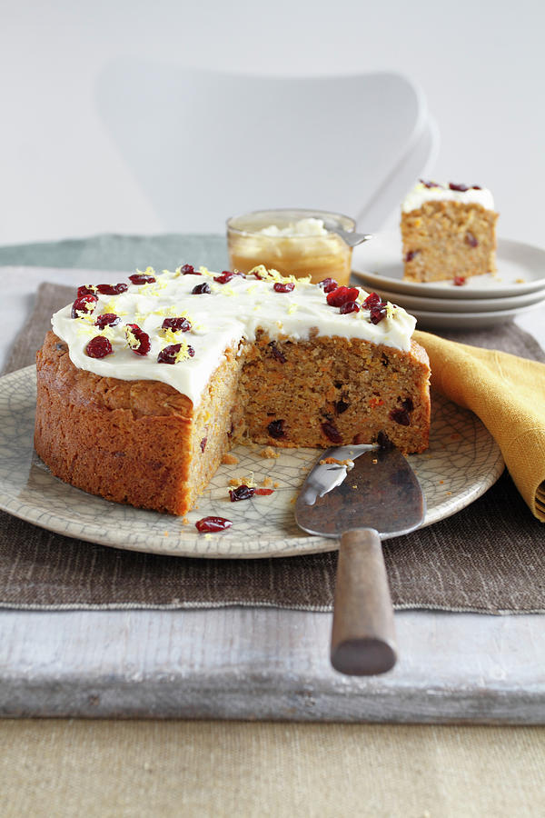 Pumpkin Cake With Cream Cheese Icing, Sliced Photograph by Ian Garlick