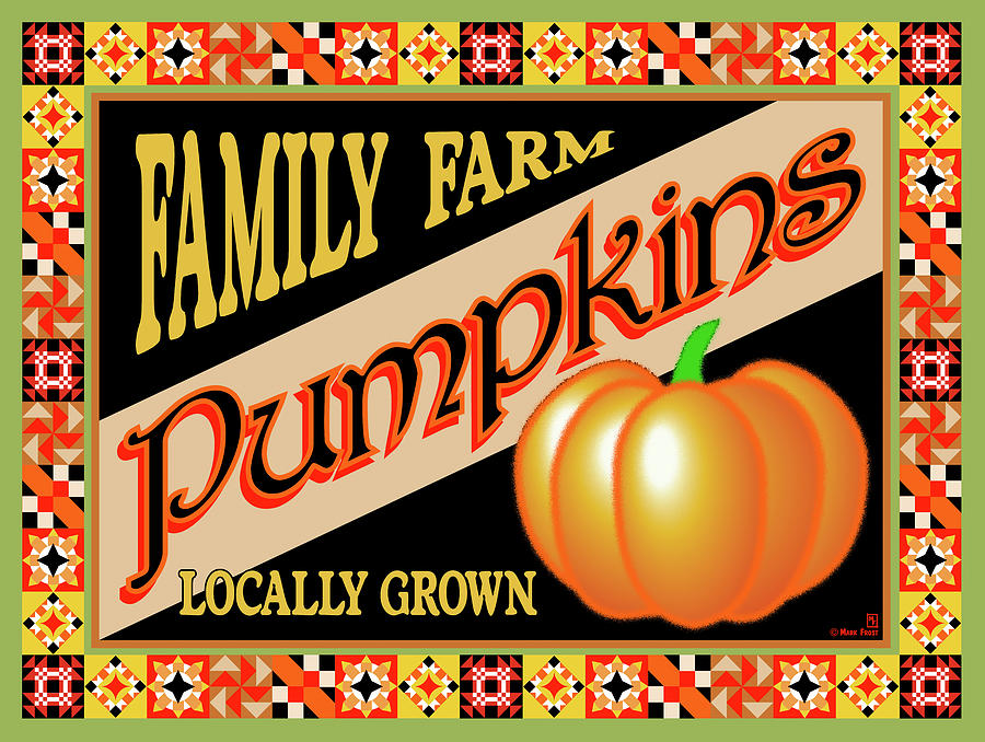 Typography Digital Art - Pumpkin Crate Label by Mark Frost