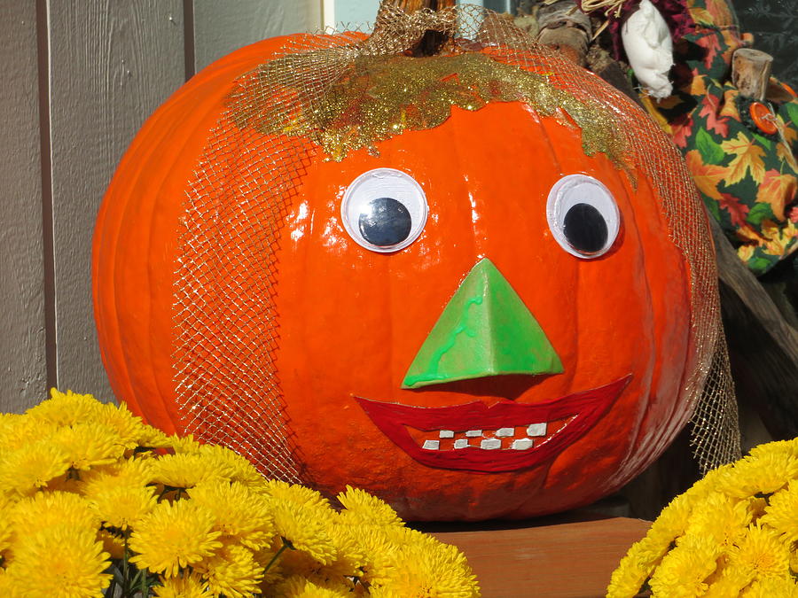 Pumpkin Decorated - Googly Eyes Photograph by Marie Jamieson