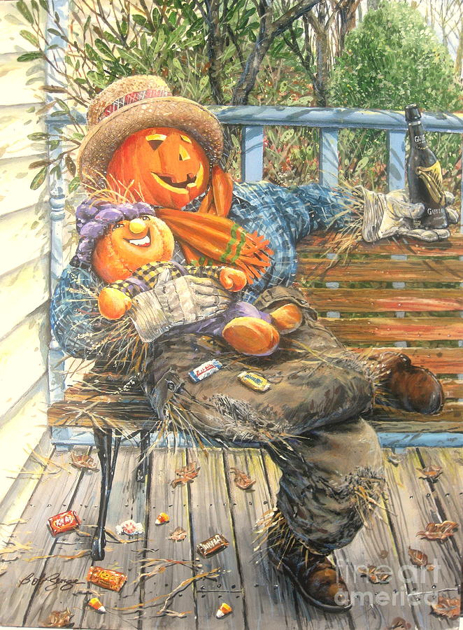 Pumpkin Heads Painting by Bob George