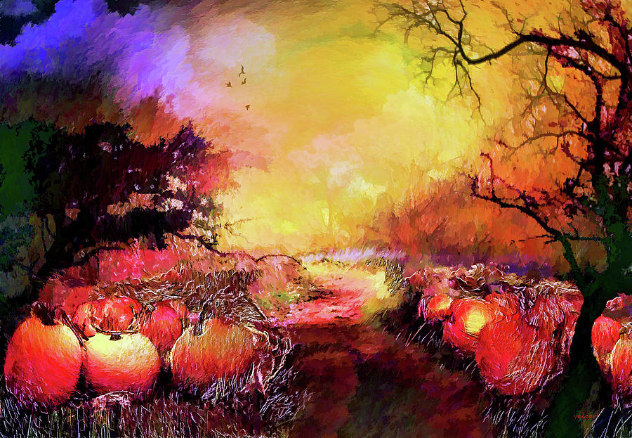 Tree Painting - Pumpkin patch by Valerie Anne Kelly
