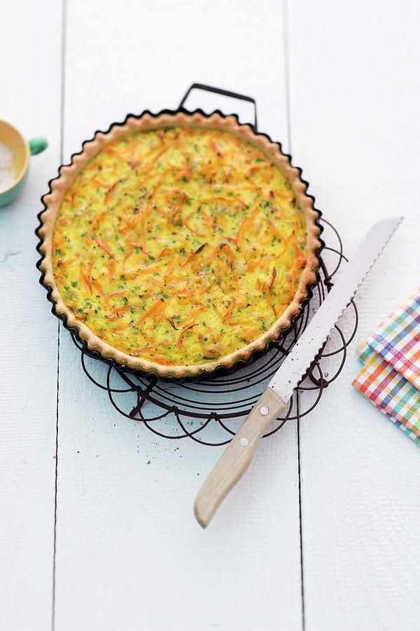 Pumpkin Quiche In A Baking Dish Photograph by Michael Wissing
