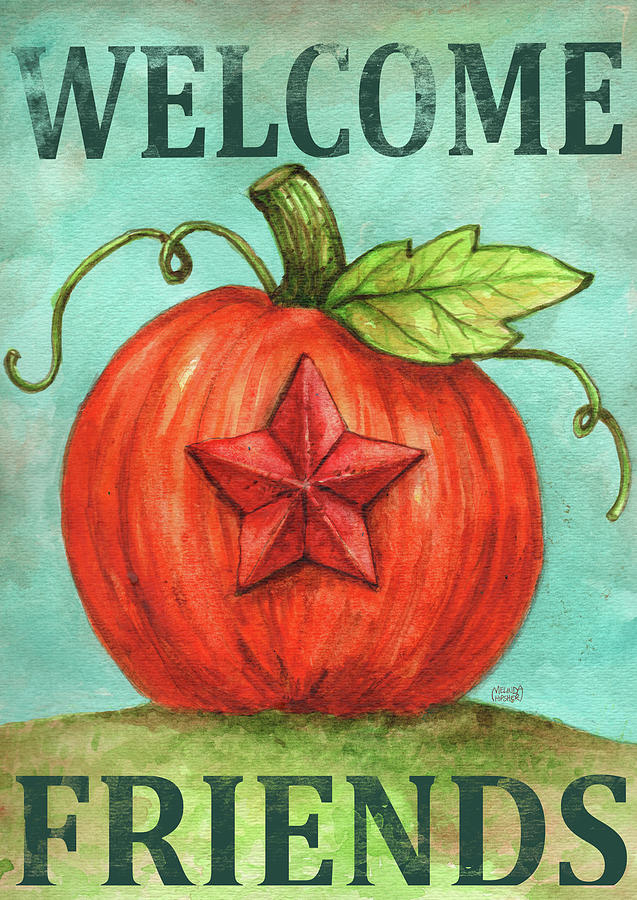 Fall Painting - Pumpkin Star Welcome Autumn 2 by Melinda Hipsher