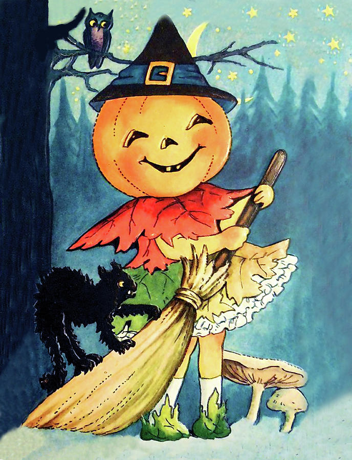 Pumpkin witch girl Digital Art by Long Shot