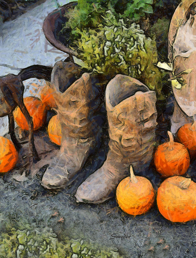 Pumpkins And Boots 2 Photograph by Floyd Snyder