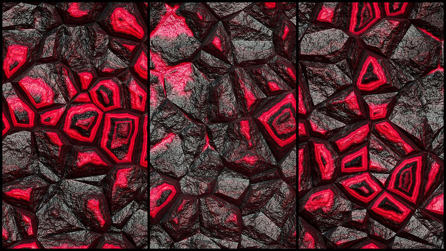 Punchy Red Rock Wall Abstract Triptych Digital Art by Don Northup