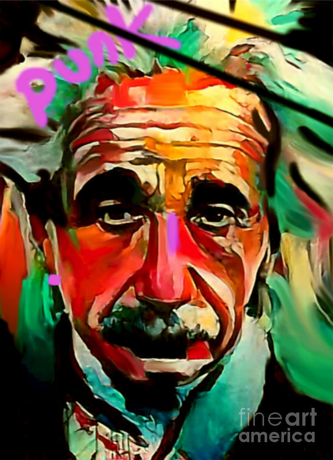 Punk Albert Einstein Original  Painting by Felix Von Altersheim