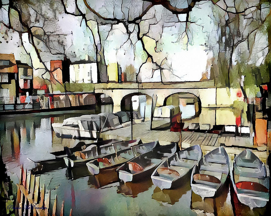 Punting on the Thames - Watercolour Digital Art by Pennie McCracken