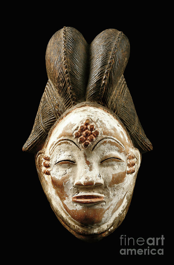 Punu Mask, Mukuye, Gabon Wood Photograph by Gabonese