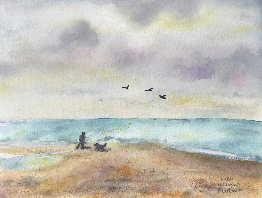 Pup on the Beach Painting by Lisa Burbach