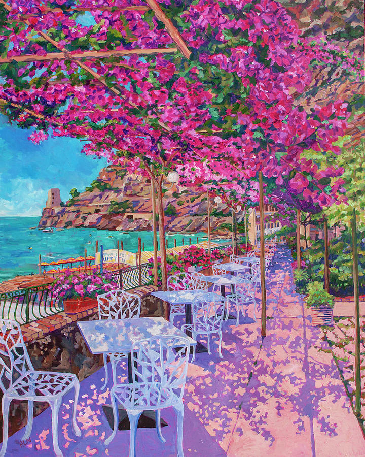 Pupettos Cafe, Positano, Italy Painting by Heather Nagy