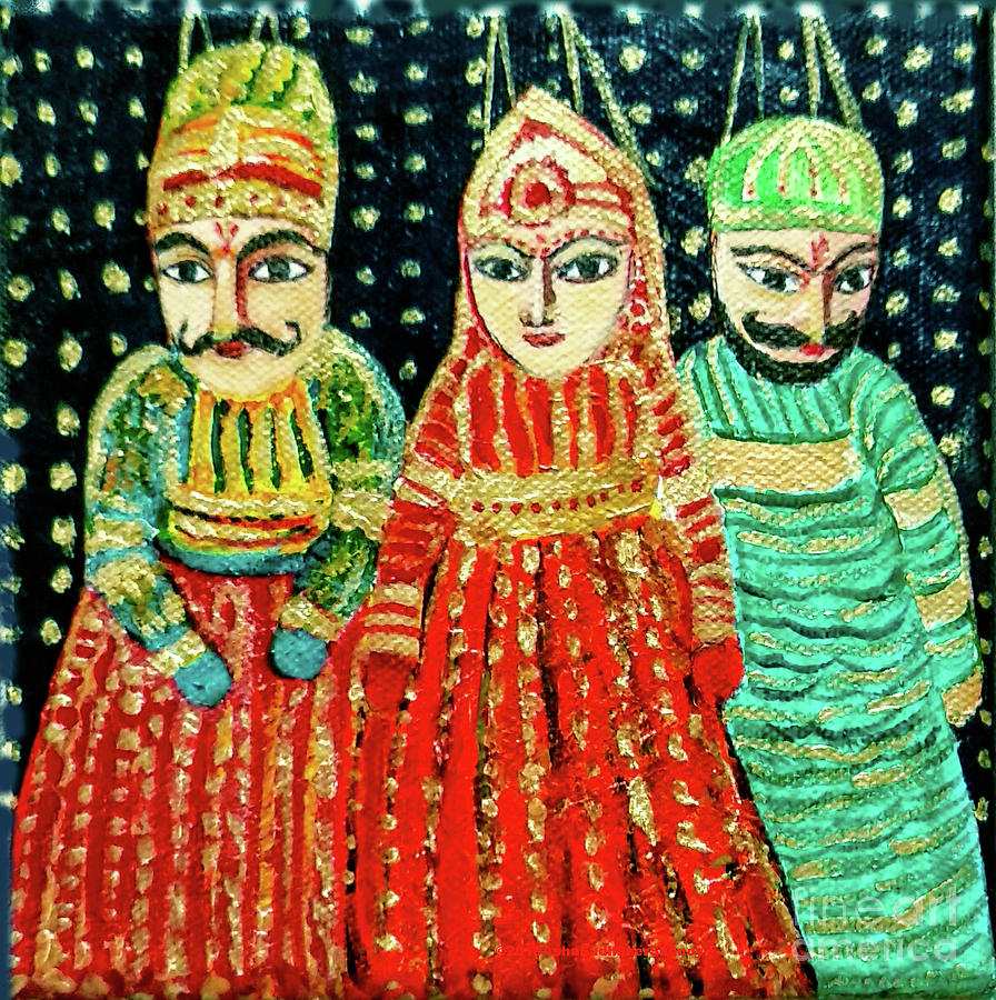 Puppets of Rajasthan Painting by Asha Sudhaker Shenoy
