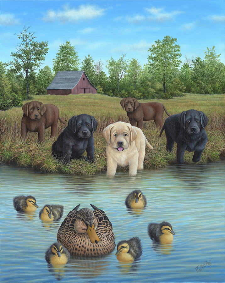 Puppies And Ducklings Painting
