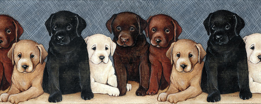 Dog Painting - Puppies by David Carter Brown