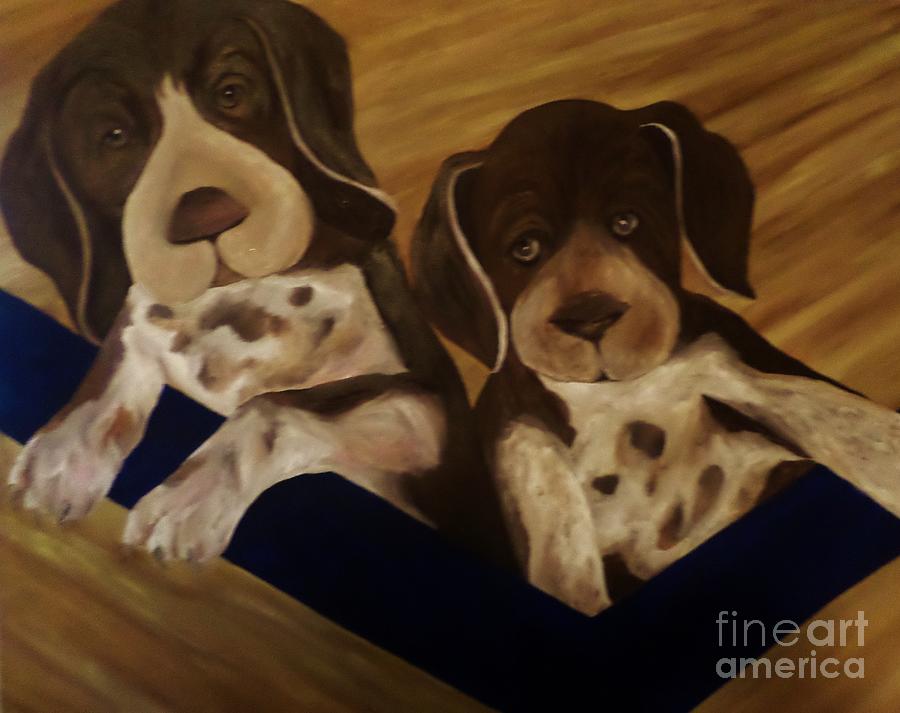 Puppies in a Box Painting by Christy Saunders Church