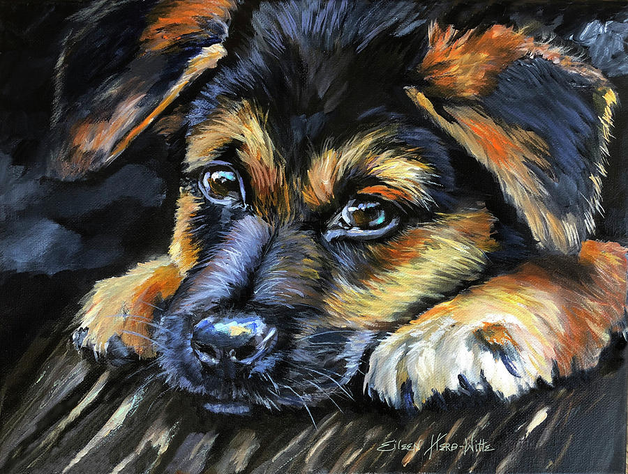 Puppy Chief Painting by Eileen Herb-witte - Pixels