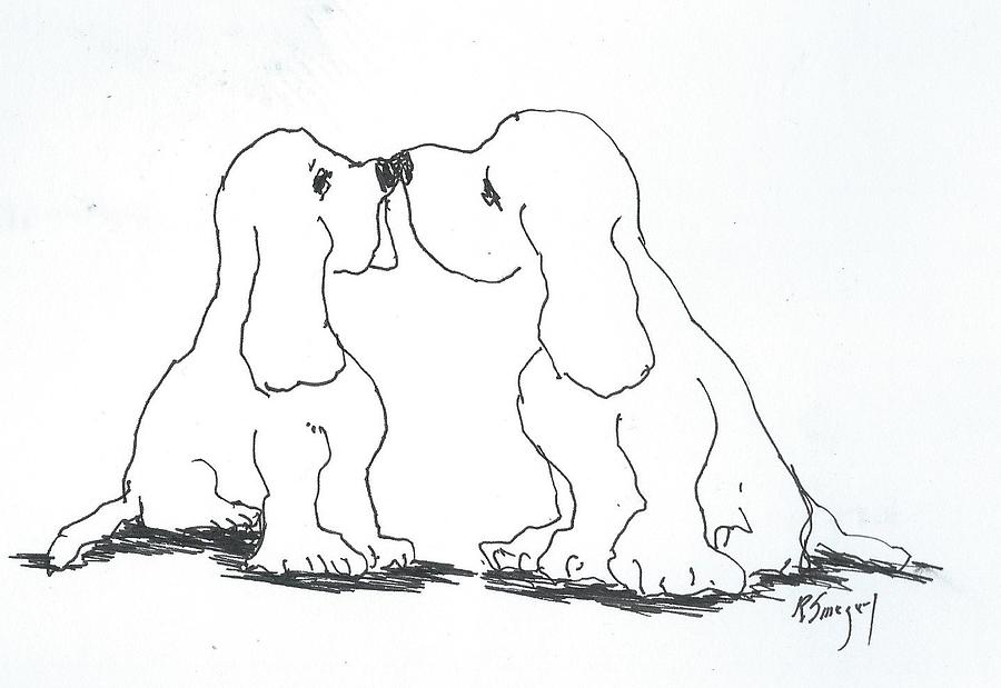 Puppy Kiss Eskimo Style Drawing by Roger Swezey