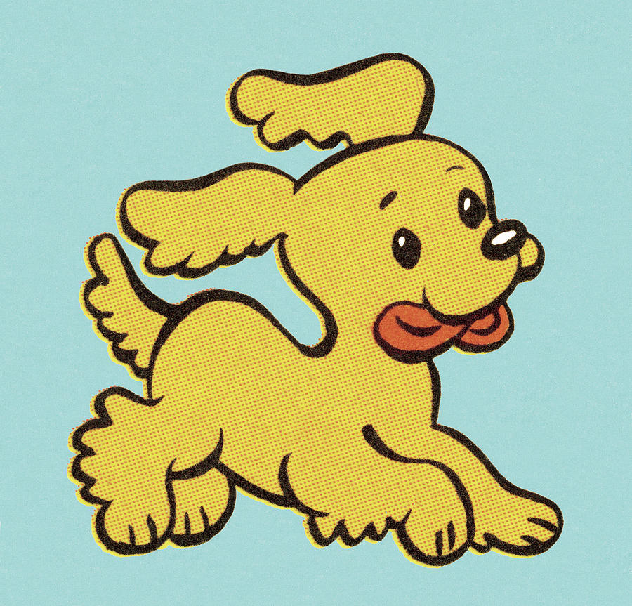 Vintage Drawing - Puppy Running by CSA Images