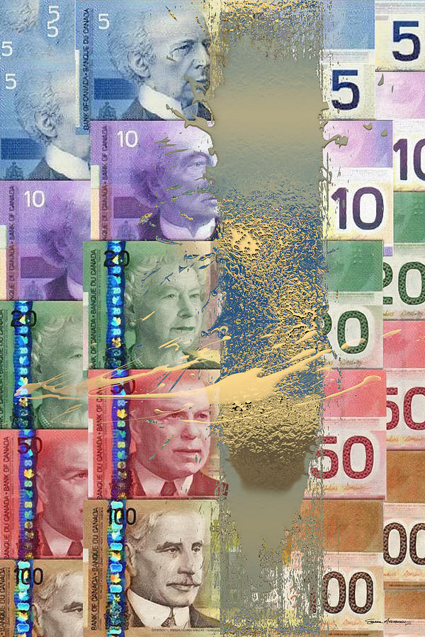 Pure Gold - Selection of Canadian Paper Currency Digital Art by Serge Averbukh
