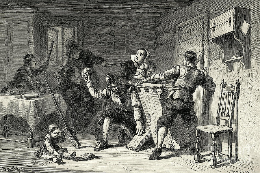 Puritans Barricading Their House Photograph by Bettmann