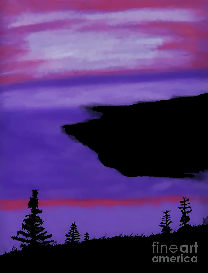 Purple - Alaska  - Sunset Drawing by D Hackett