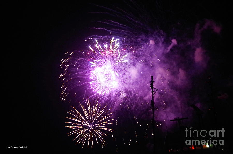 Purple And Gold Fireworks Photograph