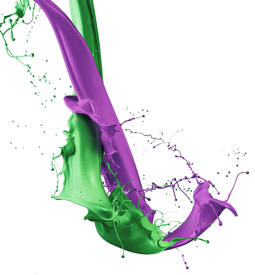 Purple And Green Paint Splash In Air Photograph by Biwa Studio