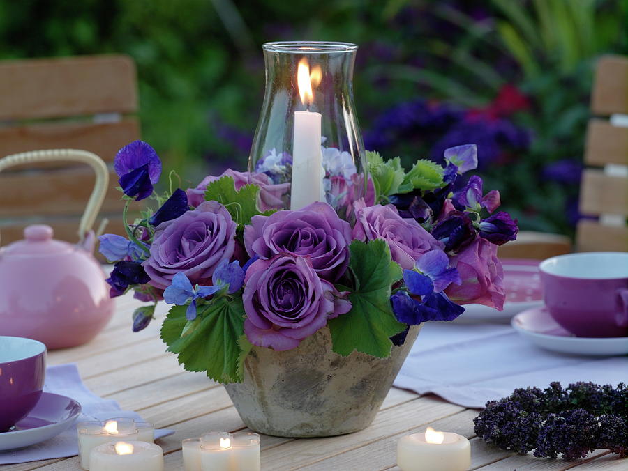 Purple Arrangement With Lantern Photograph by Friedrich Strauss - Fine ...