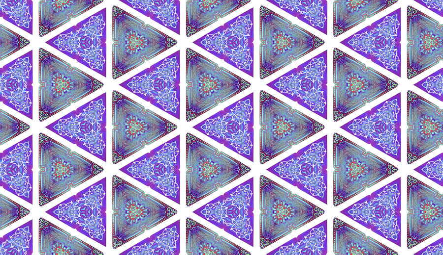 Pattern Mixed Media - Purple Blue Triangles by Delyth Angharad